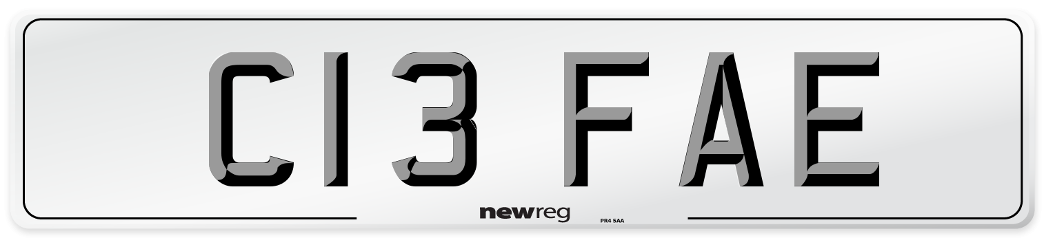 C13 FAE Number Plate from New Reg
